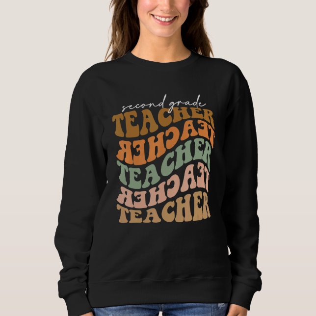 Sudadera Maestra agradecida de segundo grado Retro ambiente (Anverso)