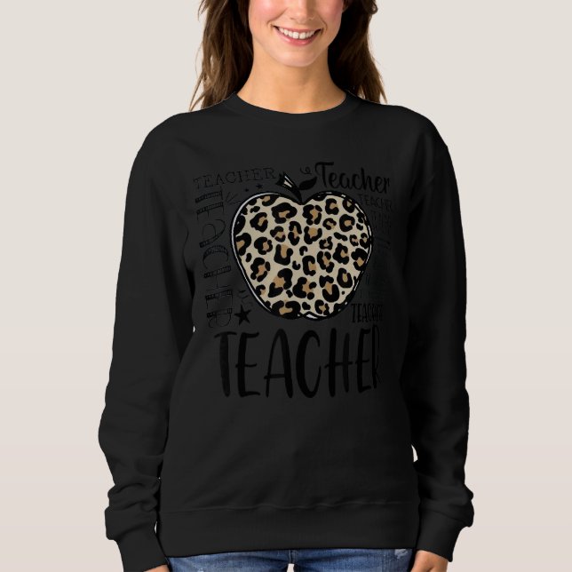 Sudadera Maestra Apple Leopard Teach Inspire Lead Educar M (Anverso)