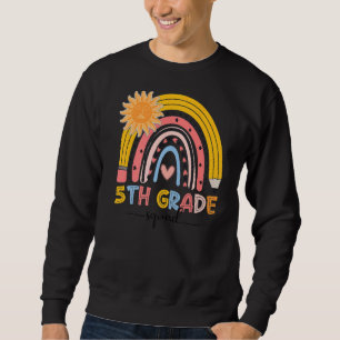 Sudadera Maestra Boho Rainbow de 5º grado Squad Primer Día 