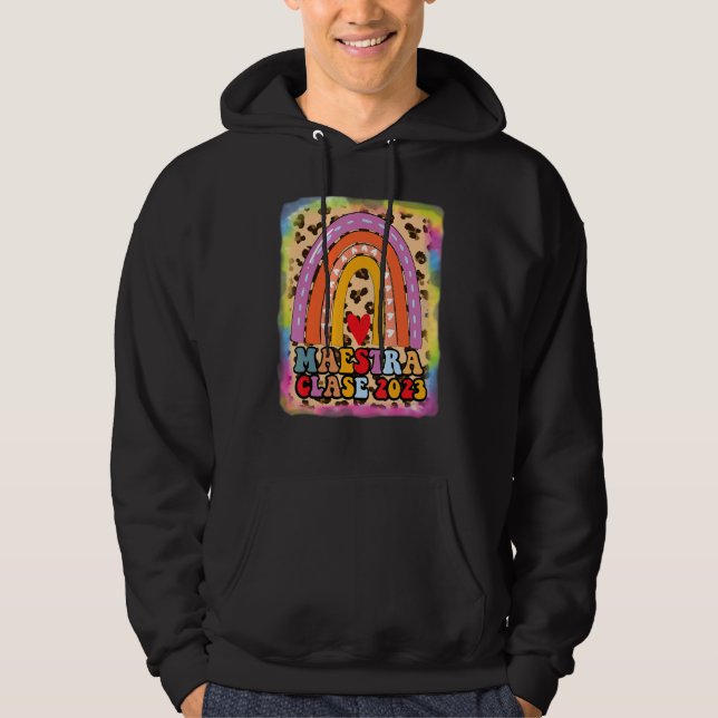 Sudadera Maestra Clase 2023 Profesor español Boho Rainbow L (Anverso)