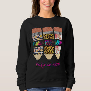 Sudadera Maestra de 1er grado Enseña Amor Inspira Lápiz Leo