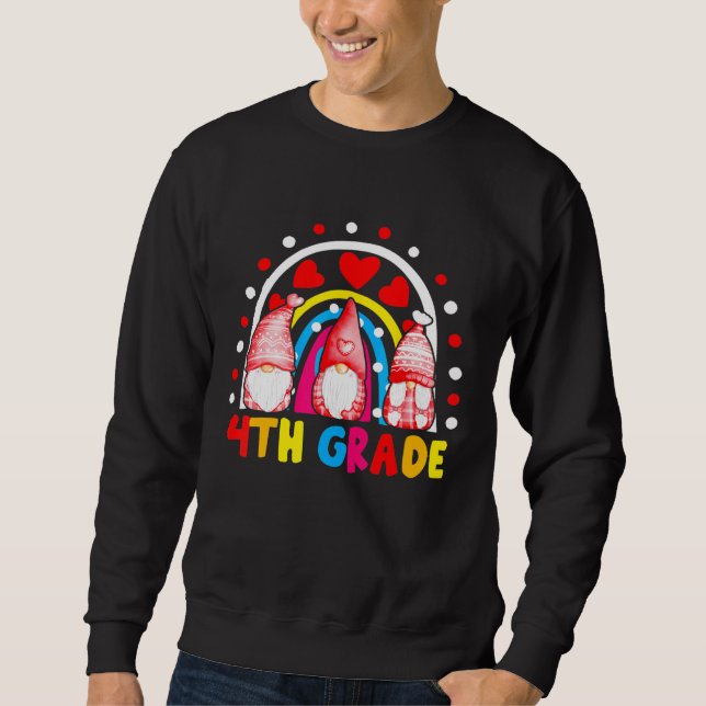 Sudadera Maestra de 4º Grado Gnomes Rainbow El primer día d (Anverso)
