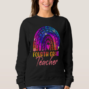 Sudadera Maestra de 4to Grado Leopardo Arcoíris Tie Dye De 