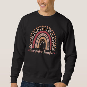 Sudadera Maestra de computación Leopard Rainbow Boho