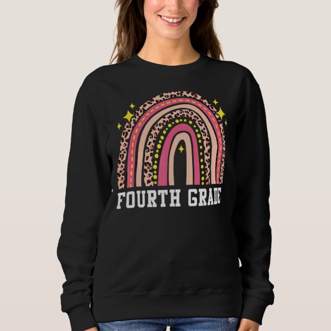 Sudadera Maestra de cuarto grado Leopardo Arcoiris de cuart (Anverso)