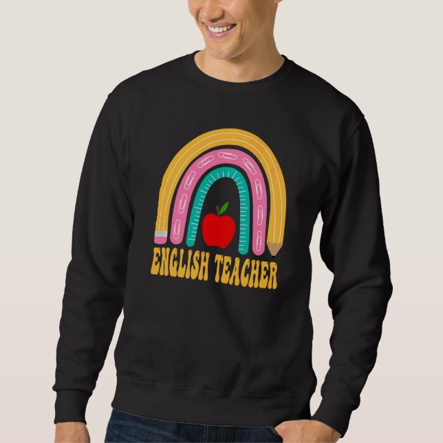Sudadera Maestra de inglés Lápiz Arcoíris De vuelta a la es (Anverso)