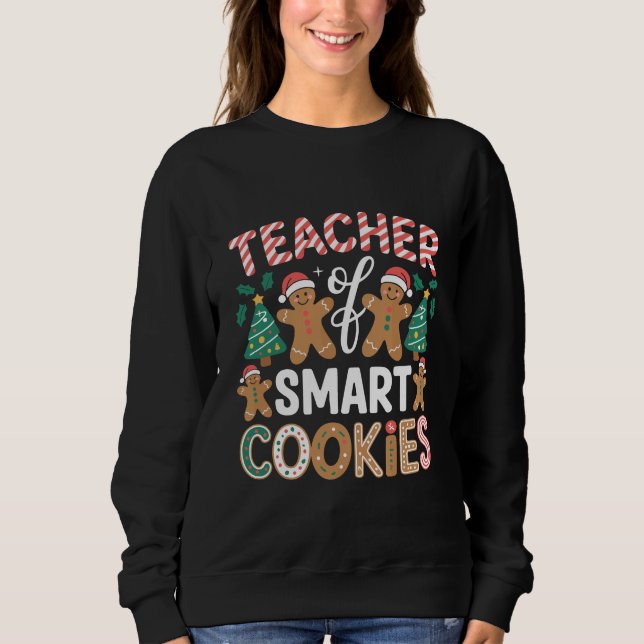 Sudadera Maestra De Navidad De Galletas De Jengibre Intelig (Anverso)