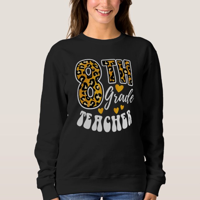 Sudadera Maestra de octavo grado con estampado de leopardo  (Anverso)