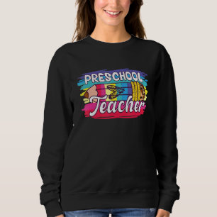 Sudadera Maestra de Preescolar Lápiz de Leopardo Colorido D