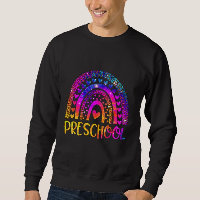 Sudadera Maestra de Preescolar Leopard Tie Dye Arcoíris De  (Anverso)