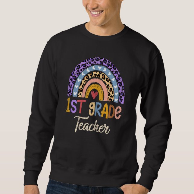 Sudadera Maestra de primer grado cute boho leopardo del arc (Anverso)