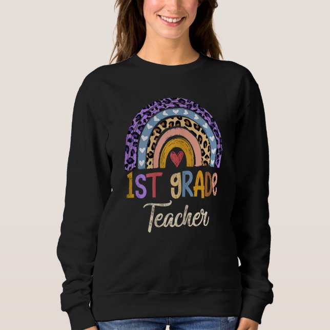 Sudadera Maestra de primer grado cute boho leopardo del arc (Anverso)