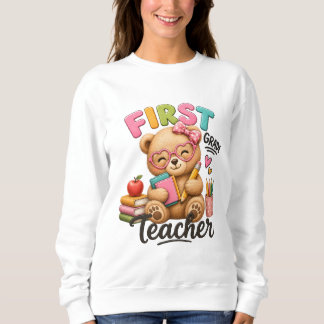Sudadera Maestra de Primer Grado | Oso de Peluche Adorable