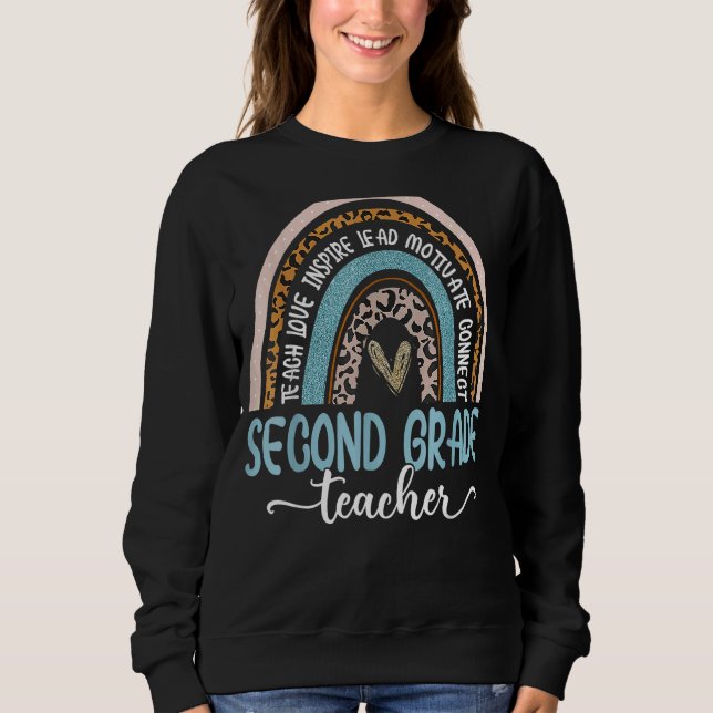 Sudadera Maestra de segundo grado Enseña Amor Inspira Boho  (Anverso)
