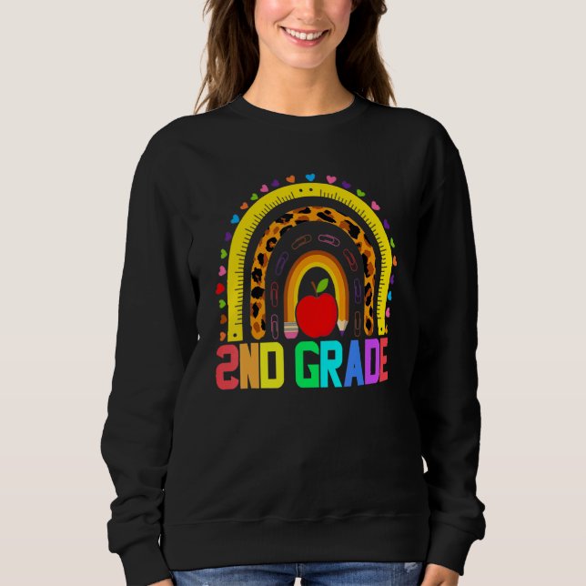Sudadera Maestra de segundo grado Leopard Rainbow 2º grado  (Anverso)
