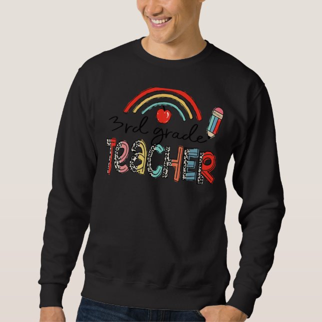 Sudadera Maestra de tercer grado Leopard Rainbow de vuelta  (Anverso)