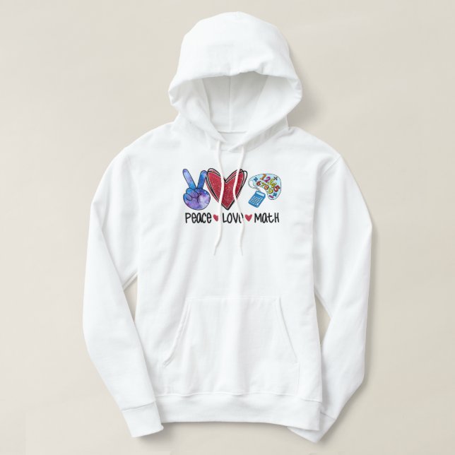 Sudadera Maestra divertida de Peace Love Math (Diseño del anverso)
