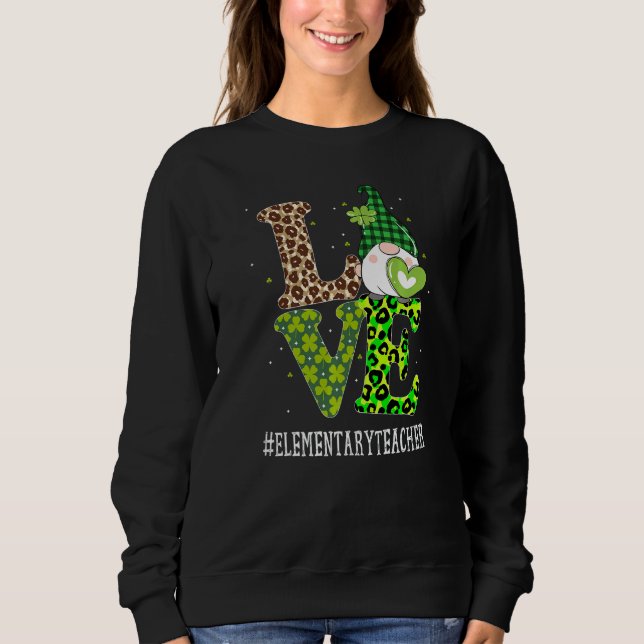 Sudadera Maestra Elemental Ama St Patricks Day Gnome Leop (Anverso)