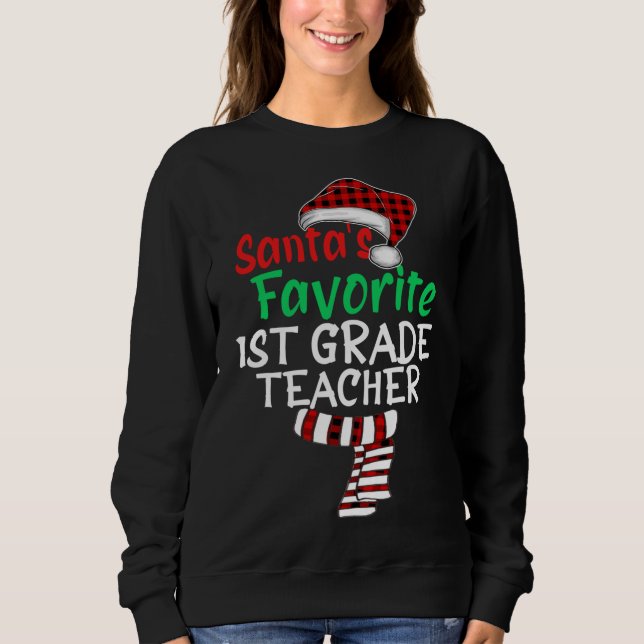 Sudadera Maestra favorita de 1er grado de Santa Navidad San (Anverso)
