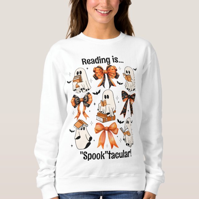 Sudadera Maestra Halloween Coquette se inclina y lee fantas (Anverso)