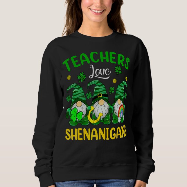 Sudadera Maestra Love Shenanigans St Patrick Día Tres Gnom (Anverso)