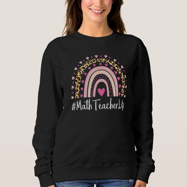 Sudadera Maestra Maestra Vida Leopardo Imprimir Boho Rainb (Anverso)