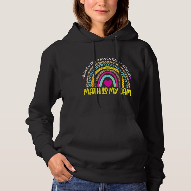 Sudadera Maestra matemática: Rainbow Leopard Math es mi edu (Anverso)