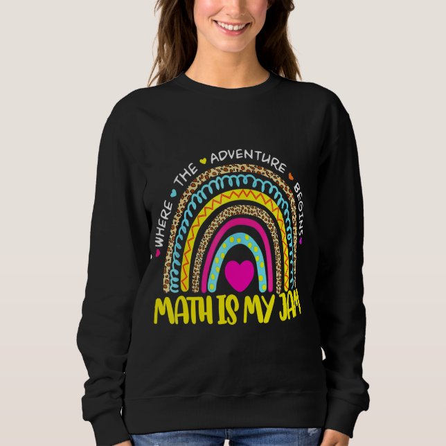 Sudadera Maestra matemática: Rainbow Leopard Math es mi edu (Anverso)