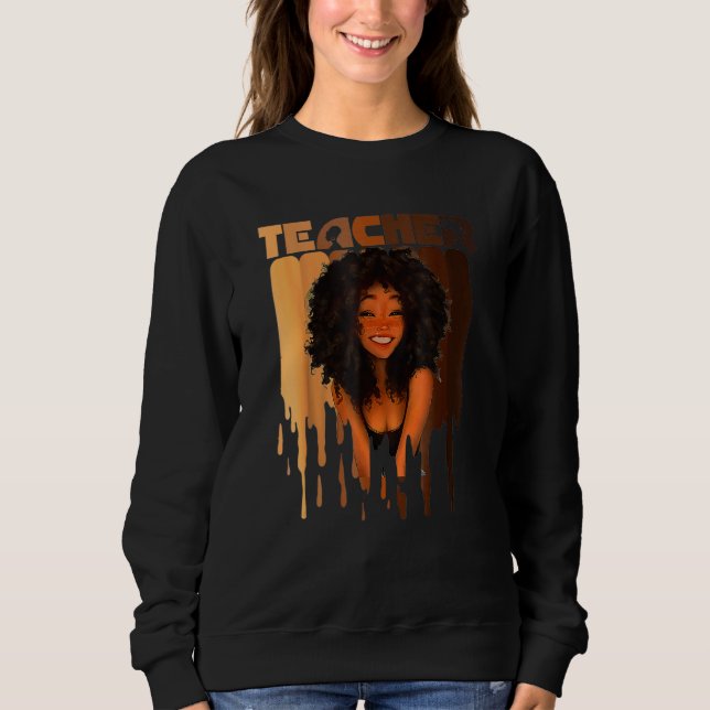 Sudadera Maestra negra Afro Melanin Mon de historia negra (Anverso)