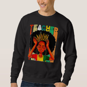 Sudadera Maestra negra afro retro a tono negro