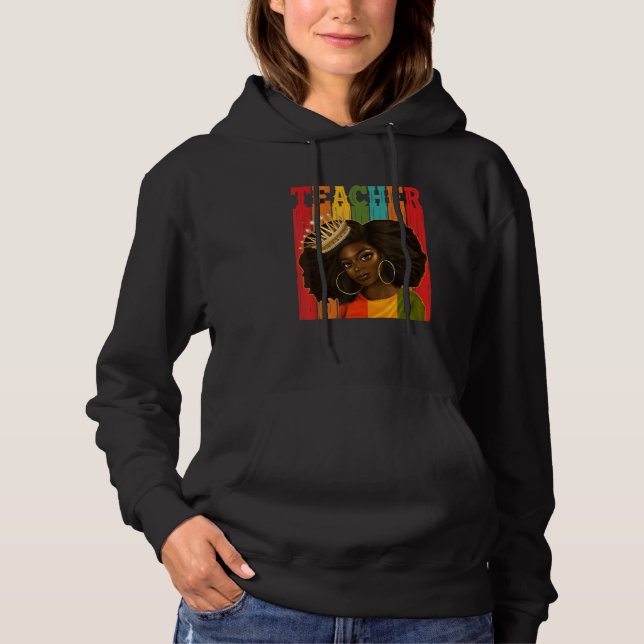 Sudadera Maestra negra afro retro a tono negro (Anverso)