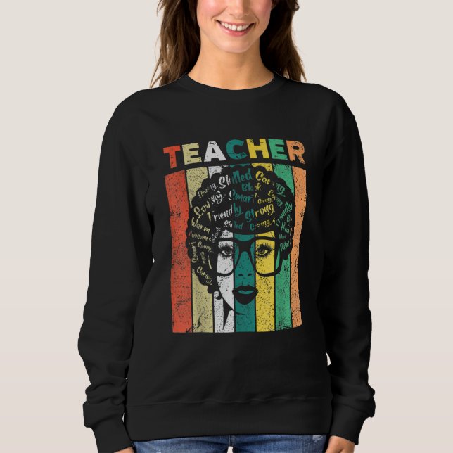 Sudadera Maestra negra Afro Retro Mes de Historia Negra (Anverso)