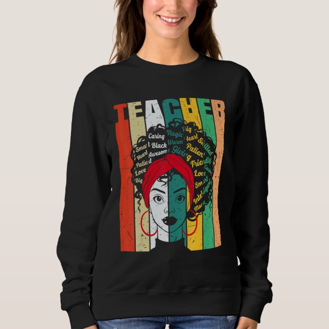 Sudadera Maestra negra Afro Retro Mes de Historia Negra (Anverso)