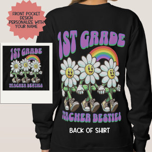 Sudadera Maestra personalizado de primer grado Besties Retr