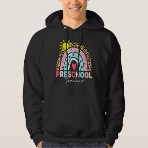 Sudadera Maestra preescolar enseña leopardo del arcoiris Bo