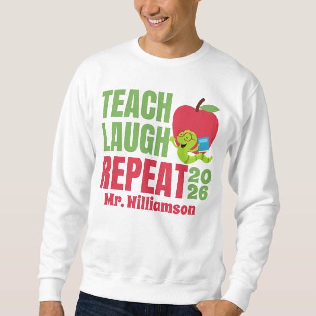 Sudadera Maestra Repetida De Teach Laugh (Anverso)