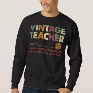Sudadera Maestra Retro Sabe Más De Lo Que Dice Vintage