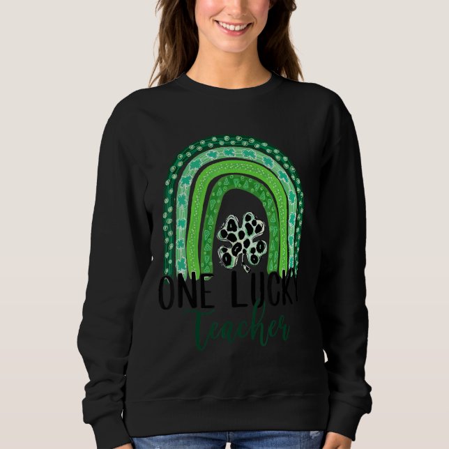 Sudadera Maestra Un Lucky Green Leaf C Rainbow St Patricks (Anverso)