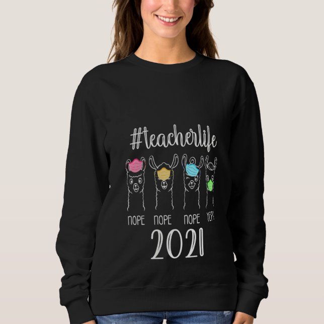 Sudadera Maestría Mujer Vida Cute Llama Máscara Cuarenta (Anverso)