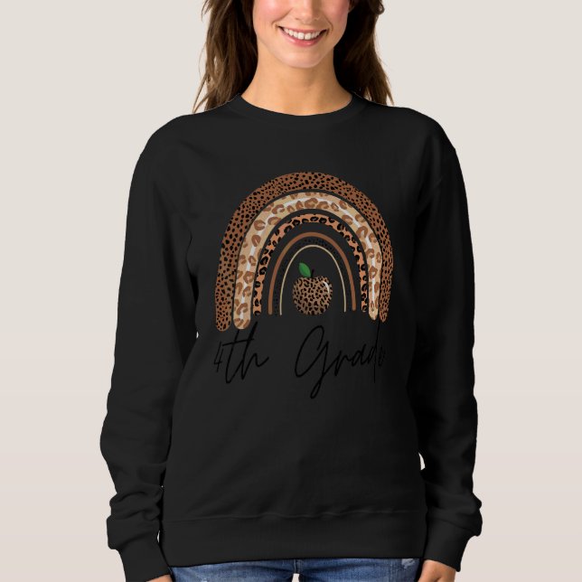 Sudadera Maestro de 4to Grado Leopardo Arcoíris Día de Acci (Anverso)