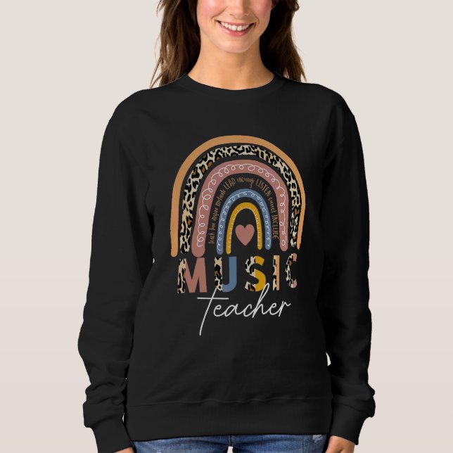 Sudadera Maestro de Música Leopardo Arcoíris De vuelta al c (Anverso)