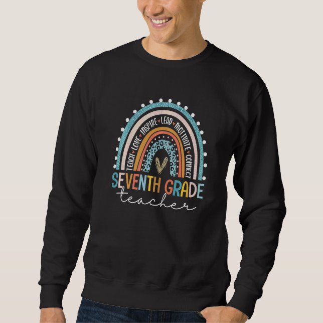 Sudadera Maestro de Séptimo Grado Leopardo Arcoíris De vuel (Anverso)