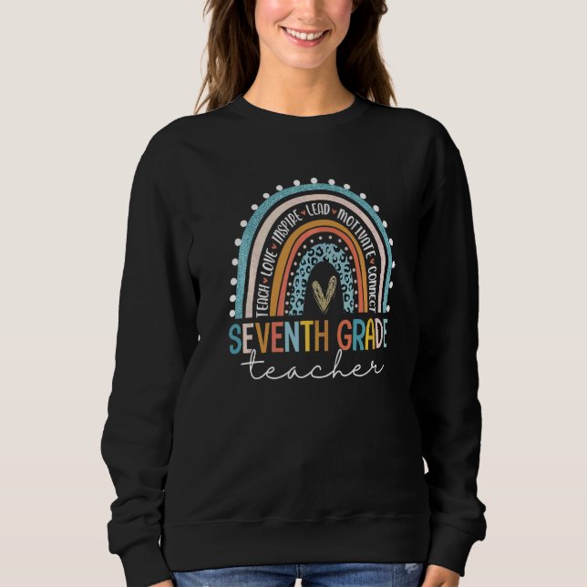 Sudadera Maestro de Séptimo Grado Leopardo Arcoíris De vuel (Anverso)
