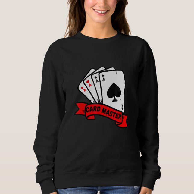 Sudadera Maestro de tarjetas - Jugar cartas Poker Rummy Bla (Anverso)