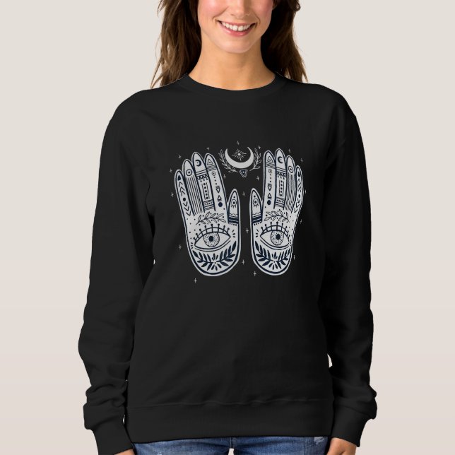 Sudadera Magia Celestial Ojo Malvado Bruja Mano Ojo que Tod (Anverso)