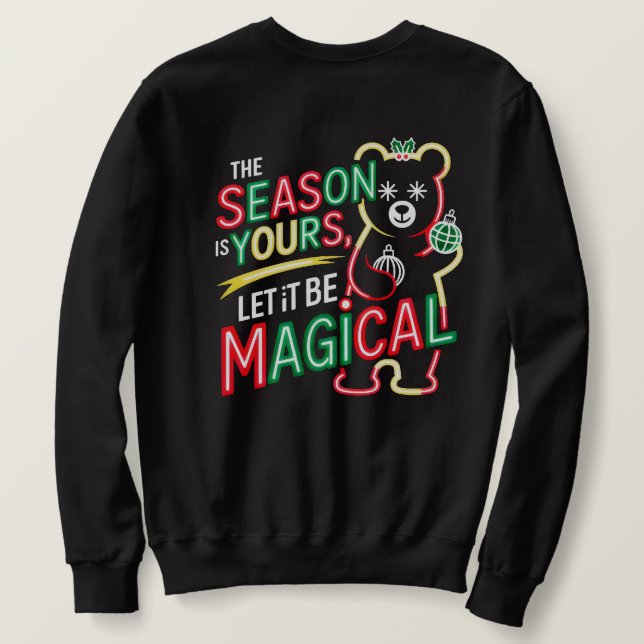 Sudadera Magical Christmas Bear Festive Holiday Pullover  (Reverso del diseño)