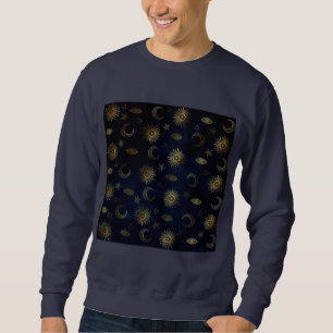 Sudadera Magical Gold Moon Sun Stars Dark Blue