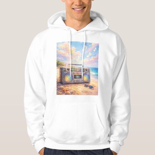 Sudadera Magical Retro Boombox Playing Music On Beach (Anverso)