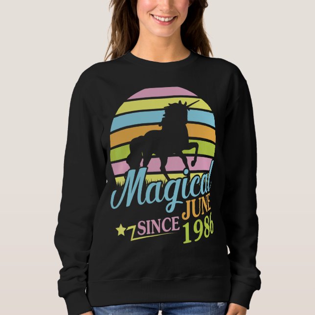 Sudadera Magico desde junio de 1986 Feliz cumpleaños Unicor (Anverso)