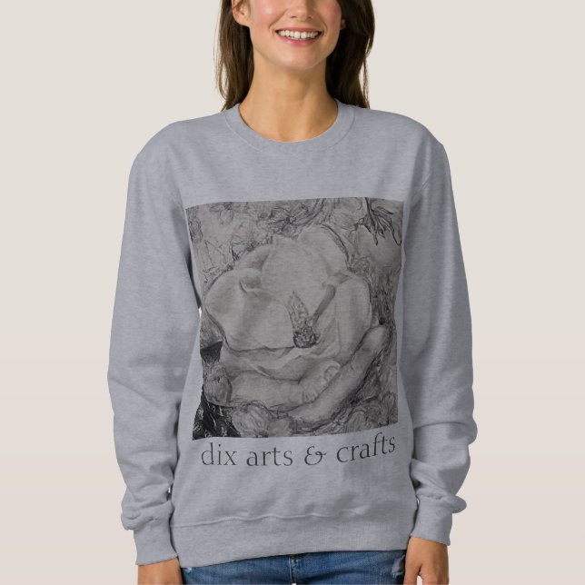 Sudadera magnolia de tocino, flores, tela, algodón y mano (Anverso)